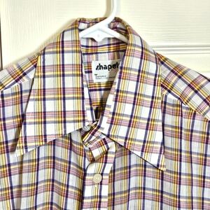 1970s Collar! Vintage Multicolor Plaid Men's Shirt